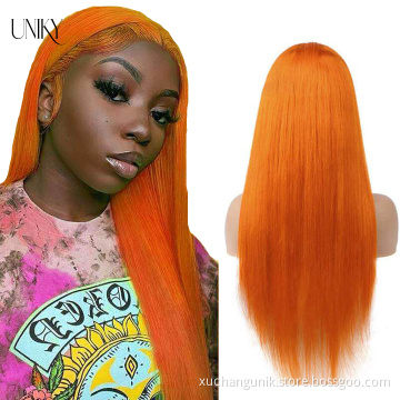 Orange Ginger Lace Front Human Hair Wigs Ombre Color Human Hair T Part Lace Wigs 180% Brazilian Remy Lace Front Wigs Body Wave